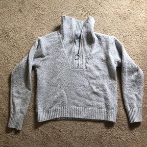 Mock Neck Sweater Light Gray with 1/4 zip